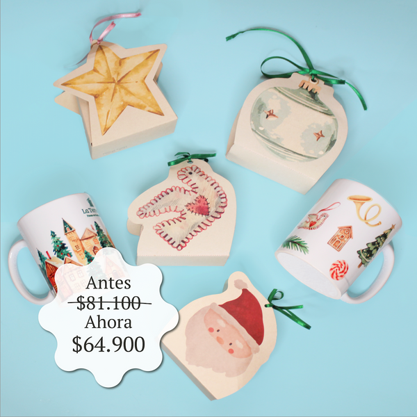 4 Ornamentos + 2 Mugs Navideños